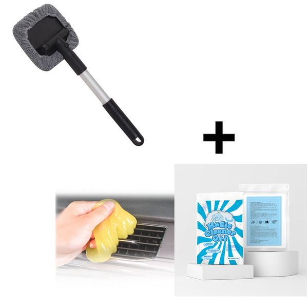 Kit di strumenti per la pulizia dell'auto Interni Telescopici retrattili per finestrini automatici Detergente per parabrezza Spazzole per il lavaggio Accessori per il lavaggio del veicolo