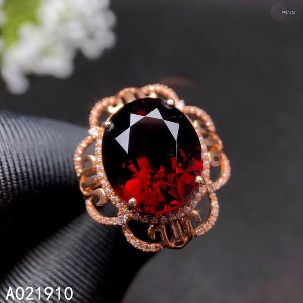 Küme halkaları kjjeaxcmy butik mücevher 18k altın kakma doğal yeşil garnet kadın ring desteği tanımlama lüks