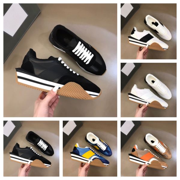 Moda Yaz James Erkekler Rahat Ayakkabılar Sneakers Deri Kesilmiş Naylon Süet Açık Spor Adam Kırmızı Tıknaz Kauçuk Taban Kaykay Yürüyüş Ayakkabısı