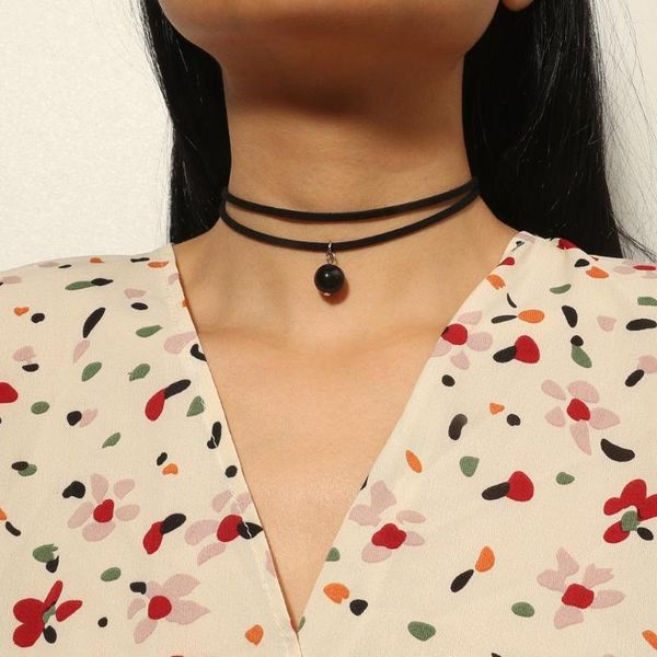 Ketten Handmade Boutique Samt Schwarz Perlen Anhänger Choker Halskette Für Frauen Mädchen Mode Kragen Statement Schmuck