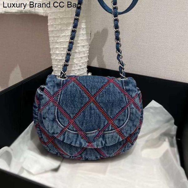 CC omuz çantaları 22ss mini mavi tuval co plaj flep çanta klasik kapitone gümüş donanım örgülü zincir crossbody tasarımcısı fransız lüks çanta kadınlar