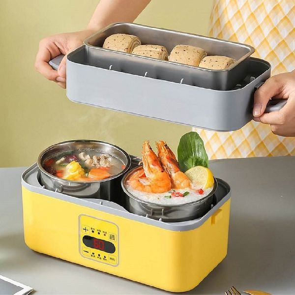 Lunchboxen 220V Elektrobox Bento Wärmekonservierungsstecker Strom Automatische Heizung Reisdampfer Tragbarer Kunststoffbehälter 230222