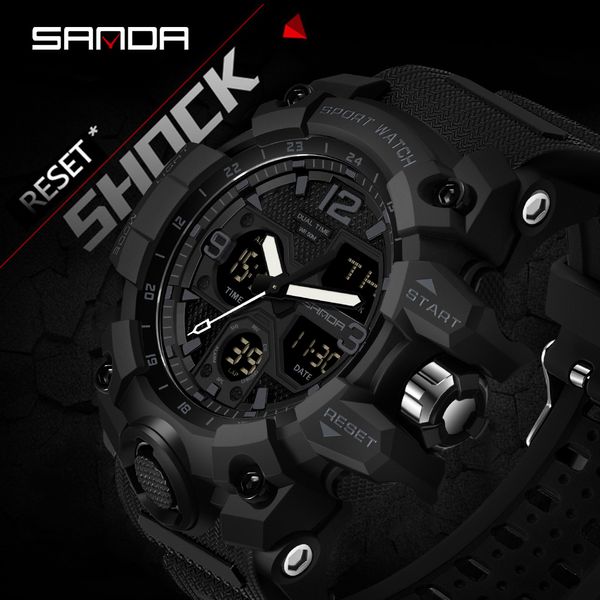 Relógios de pulso Sande Top Brand Sports Mens Watches Quartz Militar Assista Man Waterproof Wristwatch para Men Clock Shock Relloguios Masculino 6030 230222