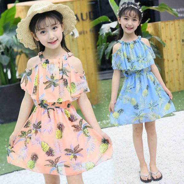 Девушка платья детская одежда для девочек летнее платье иностранное шифоновое подтяжки детская одежда корея модная принцесса элегантные сети платья пряжи, детка Z0223