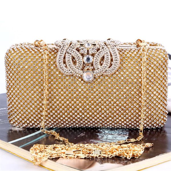 Handtaschen Taschen Crown Diamond Handclutch Luxus Satin Diamonds Hochwertige Verarbeitung für Braut und Lady tragen 1 PC ein Lot2812