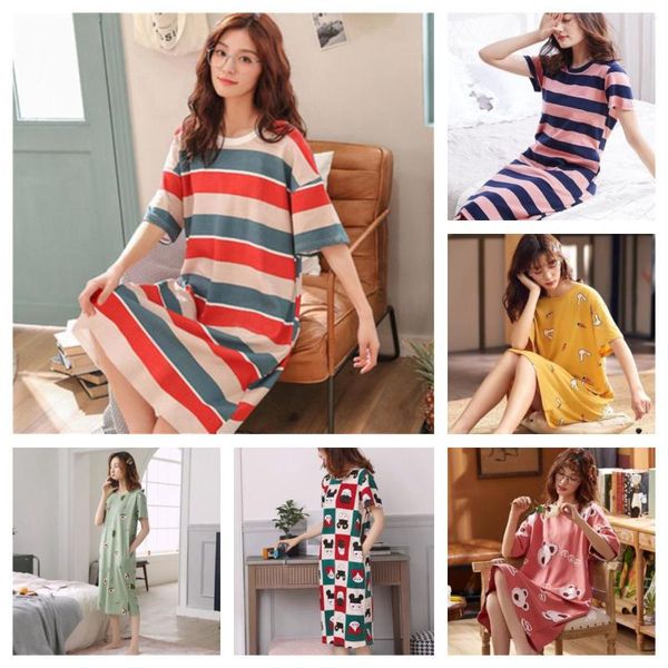 Kadın pijama pijamaları kadın Xia Han Edition Nightgown kısa kollu yaz yaz. Lady Leisurewear takım elbise öğrencileri güzel büyük bahçeler