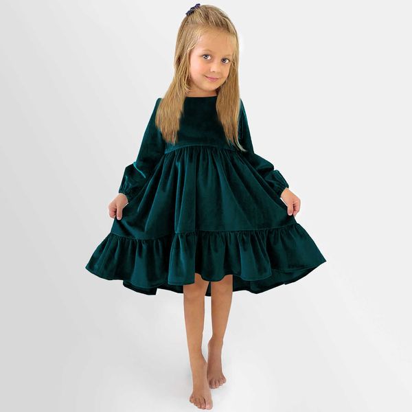 Mädchenkleider Kinderkleid Neues Frühlings- und Herbstkleid Langarm-Wildlederkleid mit Rüschenkante für Mädchen Langarm-Cordkleid für Jungen