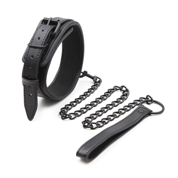 Adult Toys Leather Slave BDSM Collar with Leash Games Sex Bondage Restraint Neck Cuffs Fetish Erotic for Women_voghion.com