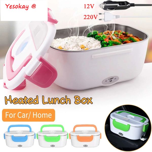 Lunch Boxes 1224V 110V220V Riscaldamento elettrico portatile Acciaio inossidabile Home Car Truck Scaldavivande Set di stoviglie 230222