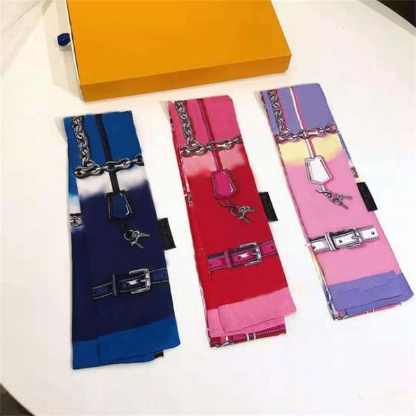 Damen-Schals mit Buchstaben, Designer-Stirnband, klassischer Handtaschenschal, hochwertiger Seidenschal, 8 x 120 cm, 18 Stile