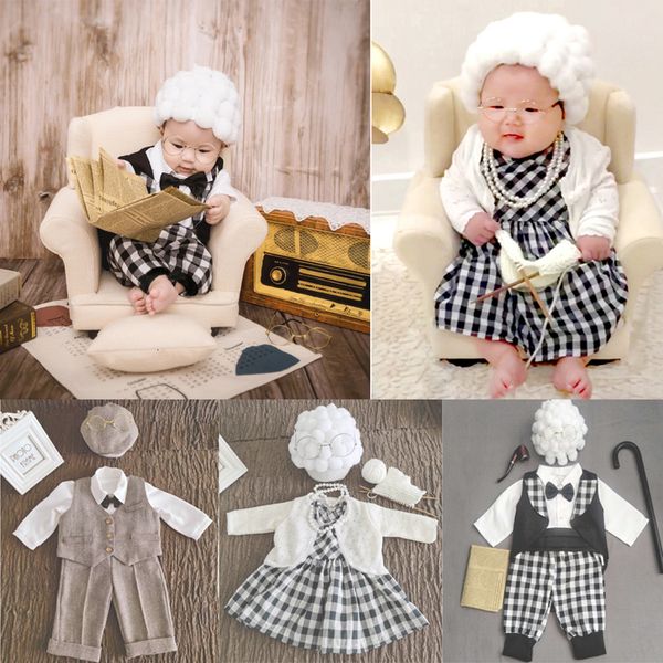 Lembranças 1 Conjunto engraçado Baby Pograph Props Costume Infant Girls Cosplay Roupos de vovôs Po tiro de chapéu de chapéu Drop 230223