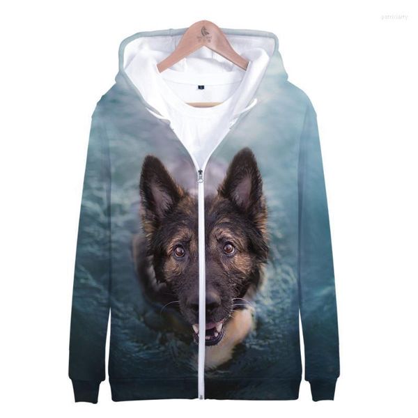 Herren Hoodies Sweatshirts Deutscher Schäferhund Reißverschluss Männer/Frauen Mode 3D-Druck Harajuku Pullover Langarm HoodiesMen's Patr22