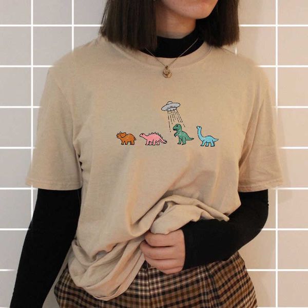 Damen-T-Shirt, Cartoon-Weltraum-Dinosaurier-Grafik-T-Shirt, Harajuku, ästhetisch, lässig, Streetwear, Egirl, Damen-T-Shirt, Ulzzang, Sommermode, Oberteile, Kleidung, L230223