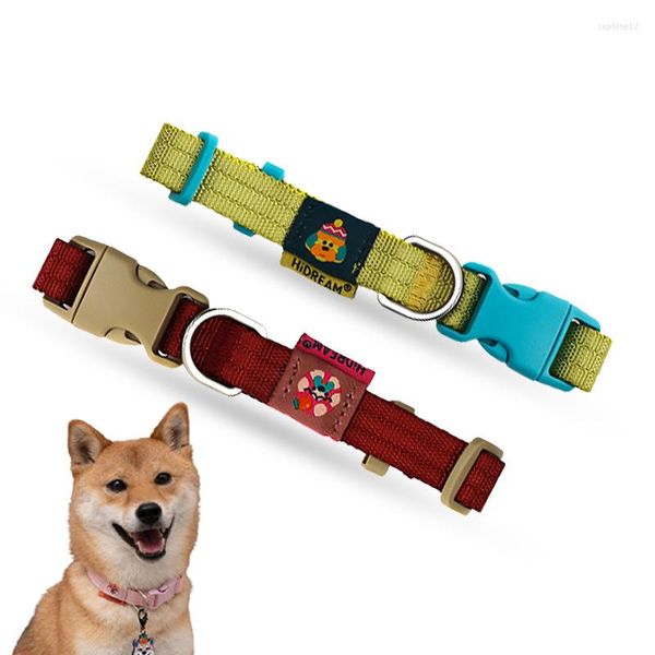 Collari per cani Collare per ricamo a forma di cartone animato Morbido regolabile Creativo in nylon per animali domestici Resistente e confortevole per viaggi all'aperto di cani di piccola taglia