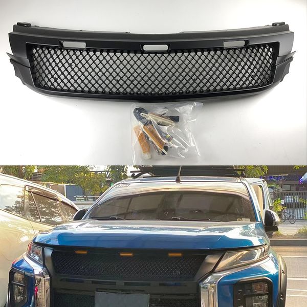 Grila de carro Fit para Mitsubishi Pajero Sport Grille 2016-2019 Grila preta com grade clara de alta qualidade