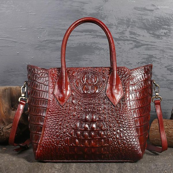 Bolsas de noite Bolsa de couro genuíno das mulheres Padrão de crocodilo clássico Mulheres Mulheres Mensageiras Bolsa Breve