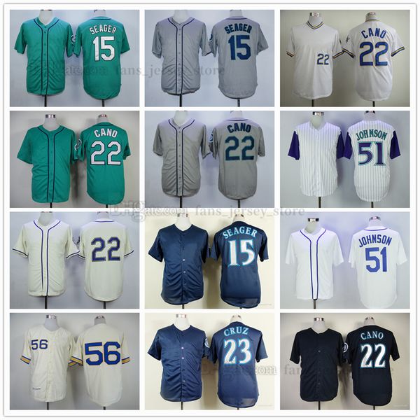 Film-Baseball-Trikots 15 Kyle Seager 22 Robinson Cano 23 Nelson Cruz 51 Suzuki Ichiro 56 Jim Bouton genähter atmungsaktiver Sportverkauf Hochwertiger Mann