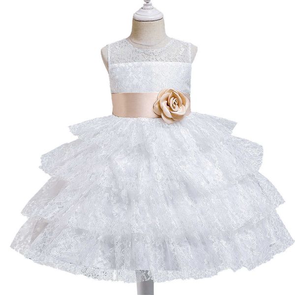 Abiti da ragazza Nuove neonate Pizzo Fiore Party Tutu Principessa Abiti da festa Bambini Bambini Elegante Matrimonio Brithday Abiti Abbigliamento 4 6 8 10Y Z0223