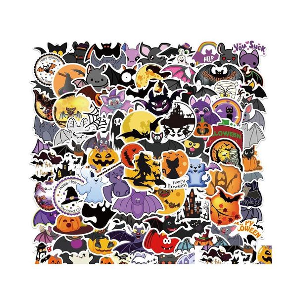 Adesivi per auto 100 pezzi pipistrello Halloween graffiti per fai da te laptop skateboard moto decalcomanie consegna drop cellulari moto esterno ac Dhxds