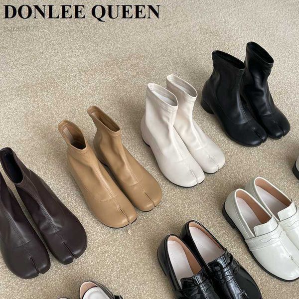 Сапоги, модные ботильоны, туфли на низком каблуке с раздельным носком, женские короткие ботинки, брендовые ботинки «Челси», осенне-зимняя обувь, Zapatos Mujer