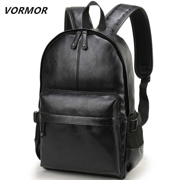 Сумка для рюкзака Vormor Brand Men рюкзак кожаная школьная сумка мода Водонепроницаемое путешествие повседневная книга мужчина 230223