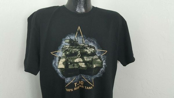 Herren-T-Shirts, schwarzes Herren-T-Shirt der russischen Panzertruppen T-90, Baumwolle, kurzärmelig, Größe S-3XL