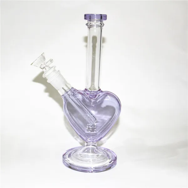 narghilè Bong d'acqua a forma di cuore Bong in vetro Oil Rig Tubi per fumare con scivolo downstem e ciotole maschio 14mm Ash Catchers Oil Burn Rig