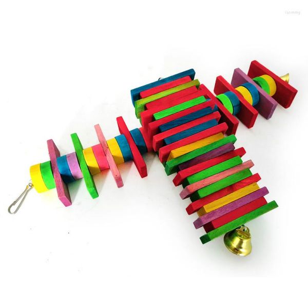 Outros pássaros suprimentos de pássaros Parrot Babu Toy Color Blocks Blocks Molars String 2 Peça Conjunto