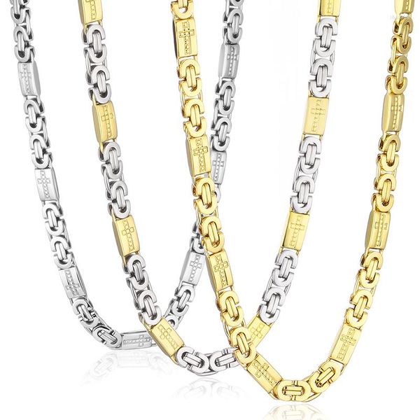 Catene Croce di metallo Collana a catena bizantina in acciaio inossidabile Colore argento Hip Hop Uomo Accessori Gioielli Collare Collier