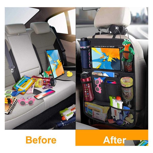 Organizer per auto Sedile posteriore 2 pezzi 9 tasche portaoggetti con protezione per supporto tablet Touch Sn per bambini Accessori per bambini Consegna drop Mob Dh6Wd