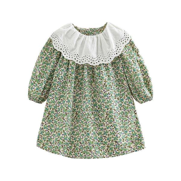 Vestidos de menina 2022 Spring outono 2 3 4 5 6 8 10 anos Roupas de crianças doces Manga longa Princesa Dress Floral Cotton Dress for Kids Baby Girl G230222