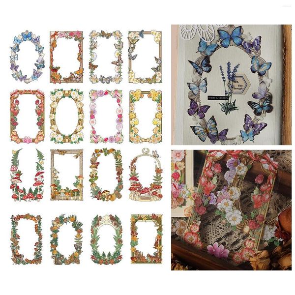 GRANTO DE GREST 32PCS Scrapbook Stickers Decoration ACCS Floral Butterfly Distério dos suprimentos Decoupage Paper Note para notebook de cartas