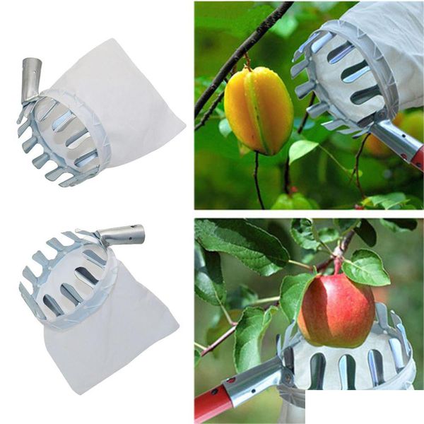 Altre forniture da giardino Raccoglitrice di frutta in metallo Frutteto Ing Mela Pesca Albero alto Strumento di raccolta Catcher Collezione Pouch Farm 230110 Drop De Dh2Im