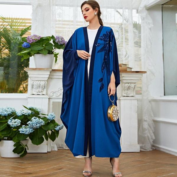 Этническая одежда халат Femme musulmane abaya dubai мусульманское платье длинное мыса кардиган озеро голубые арабские одежды