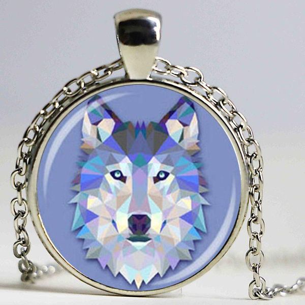 Anhänger Halsketten Großhandel Glaskuppel Mode Cabochon Wolf Halskette Kunst Bild Vintage Handamde Schmuck Geschenk