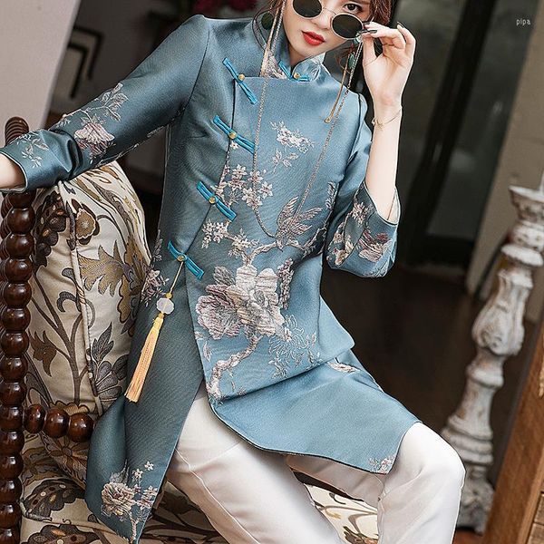 Abbigliamento etnico 2023 Cinese Tradizionale Stile Femminile Hanfu Migliorato Cheongsam Cappotto Donne Vintage Tang Giacca A418