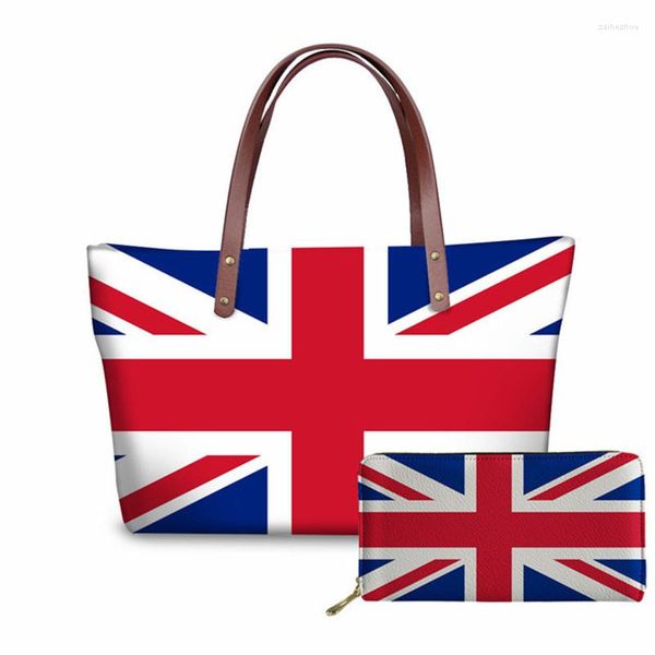 Abendtaschen INJERSDESIGNS Luxus HandtaschenPurse Set Tote für Frauen 2023 Britische Flagge Muster Dame Umhängetasche Mode Frauen Handtasche