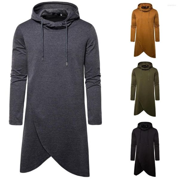 Männer Hoodies Die Neueste 2023 Europäischen Frühling Und Herbst Kleidung Unregelmäßige Offene Gabel Kappe Abdeckung Mittlere Lange Hoodie Junge männer