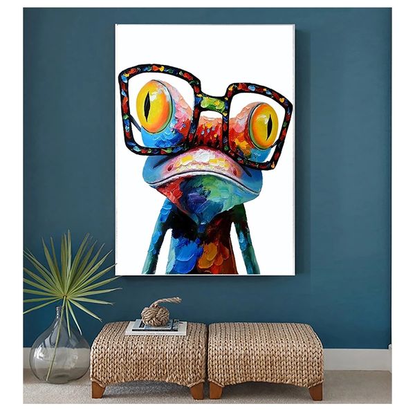 Dipinti Animali astratti Poster e stampe su tela Wall Art Picture for Living Room Decor Cute Frog Graffiti Art Canvas Woo