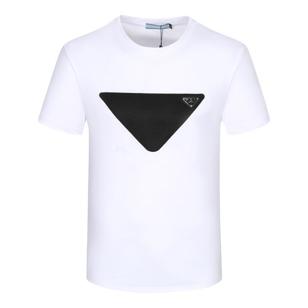 T-shirt da uomo firmate adesivi triangolari in bianco e nero 100% cotone traspirante antirughe moda casual street alfabeto stampa girocollo corto 3XL