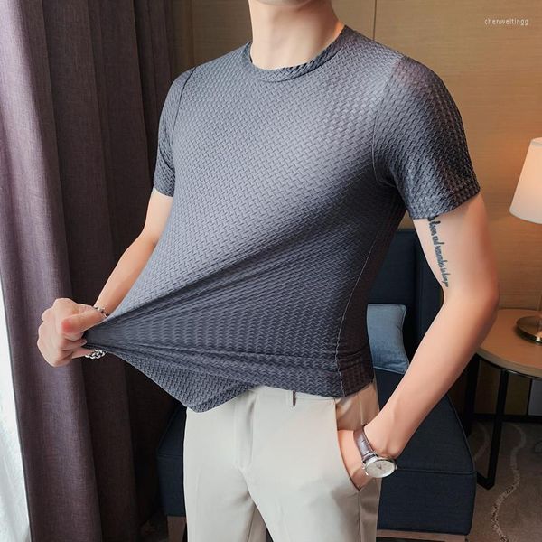Erkek Tişörtleri Artı Boyut 4xl-M Yaz Moda Buz İpek İnce Kısa Kollu Tişörtler Erkekler Giyim 2023 Basit İnce Uygun Günlük Tee Gömlek