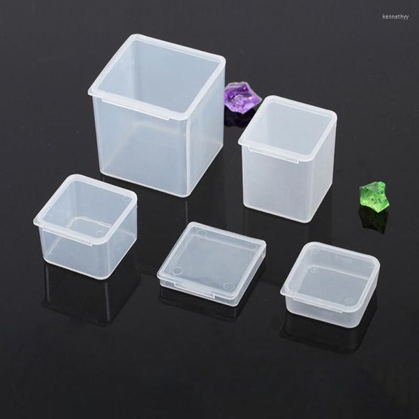 Bolsas de jóias 10pcs quadradas caixas de armazenamento de plástico transparentes de contas artesanato recipientes de recipientes exibir organizador de exibição