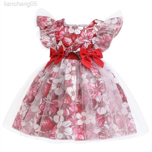 Mädchenkleider 2023 Baby Mädchen Blumenkleid Kinder Mädchen Schleife Tüll Prinzessin Kleider Kleinkinder Chinesischen Stil Ballkleider für 1. Geburtstag W0224