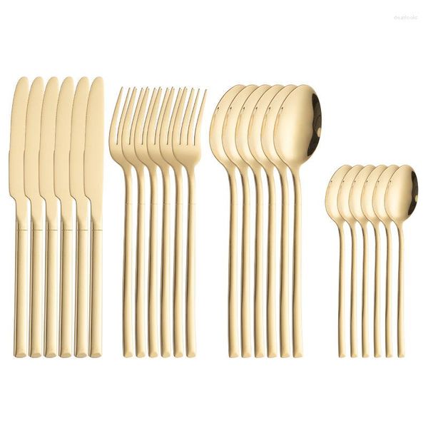 Conjuntos de utensílios de jantar 24pcs lutadores de ouro de luxo conjunto de faca de aço inoxidável Bom espelho