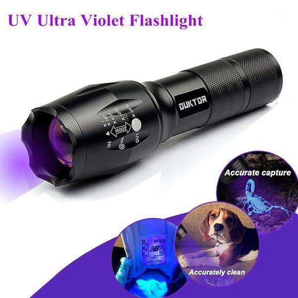 As lanternas tochas UV LED 365nm Ultra Violets Ultravioleta Invisível Zoomable para Praias de Pet Stains Checker por 186501