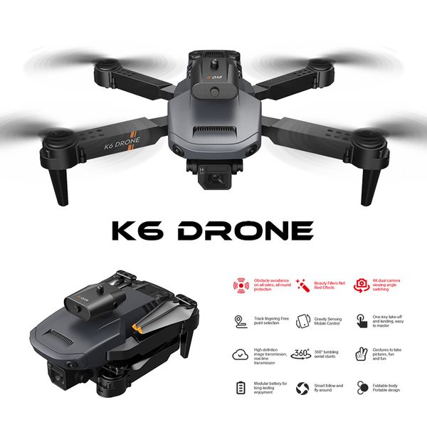 Professionelle K6 Mini Drohne 4K HD Kamera WIFI FPV 360 Allround-Hindernisvermeidung Smart Follow faltbare Quadcopter RC Drohnen K6