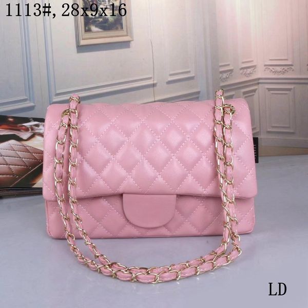 2023 Top-Tragetaschen, Luxus-Designer-Damentasche, individuelle Markenhandtasche, Damen-Umhängetasche aus Leder mit Goldkette, schwarz, weiß, rosa Rindsleder-Schulterkupplung