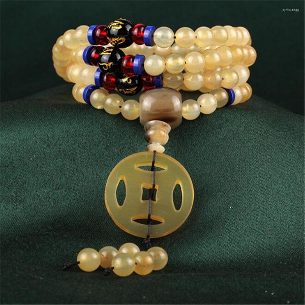 Strang Design Natürliche Tibetische Schafe Horn Perlen Armbänder Buddhistischen 108 Mala Für Gebet Mediation Frauen Männer Schmuck Großhandel