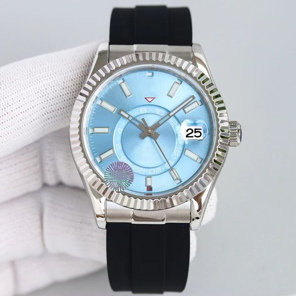 Com a caixa original, os homens assistem 41mm de dia de gelo azul árabe de dial raro de moda automática numerais de moda homem assistir dobrando 2813 relógios mecânicos 2023