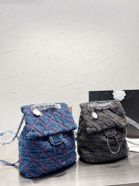 Denim-Rucksack, Designer-Umhängetaschen, luxuriöse Damenhandtasche, Umhängetasche, Tragetasche, Stickerei, Einkaufstasche, 2-farbige Geschenkbox-Verpackung